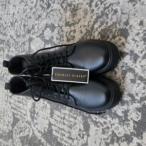 Black combat boots